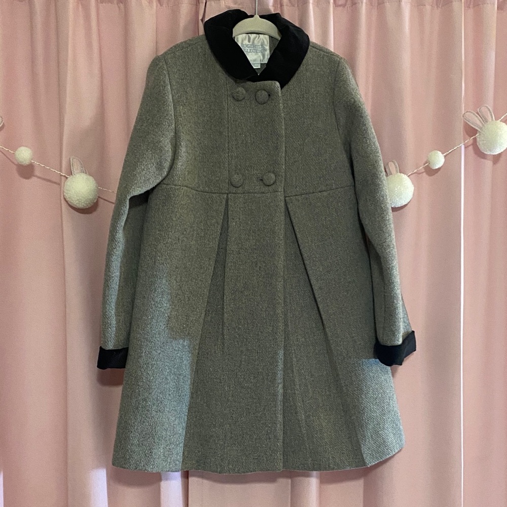 Edgehill Collection Gray Pea Coat with Black Trim